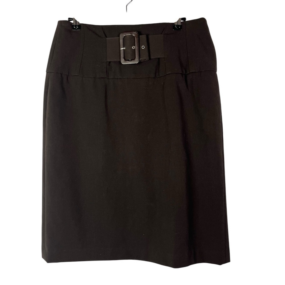 Grace Elements Dark Brown Belted Knee Length Pencil Skirt 6‎